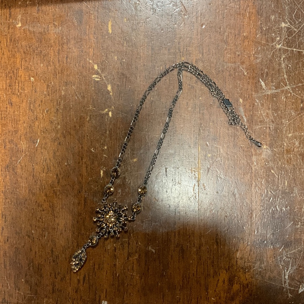 Vintage Dark Victorian Necklace with Orange Gem Stones